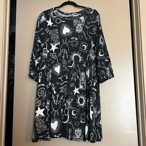 Tarot print baby doll dress